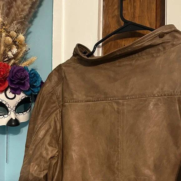 NICHOLAS K Sultan Jacket - Brown Leather Toggle Coat - Picture 4 of 16